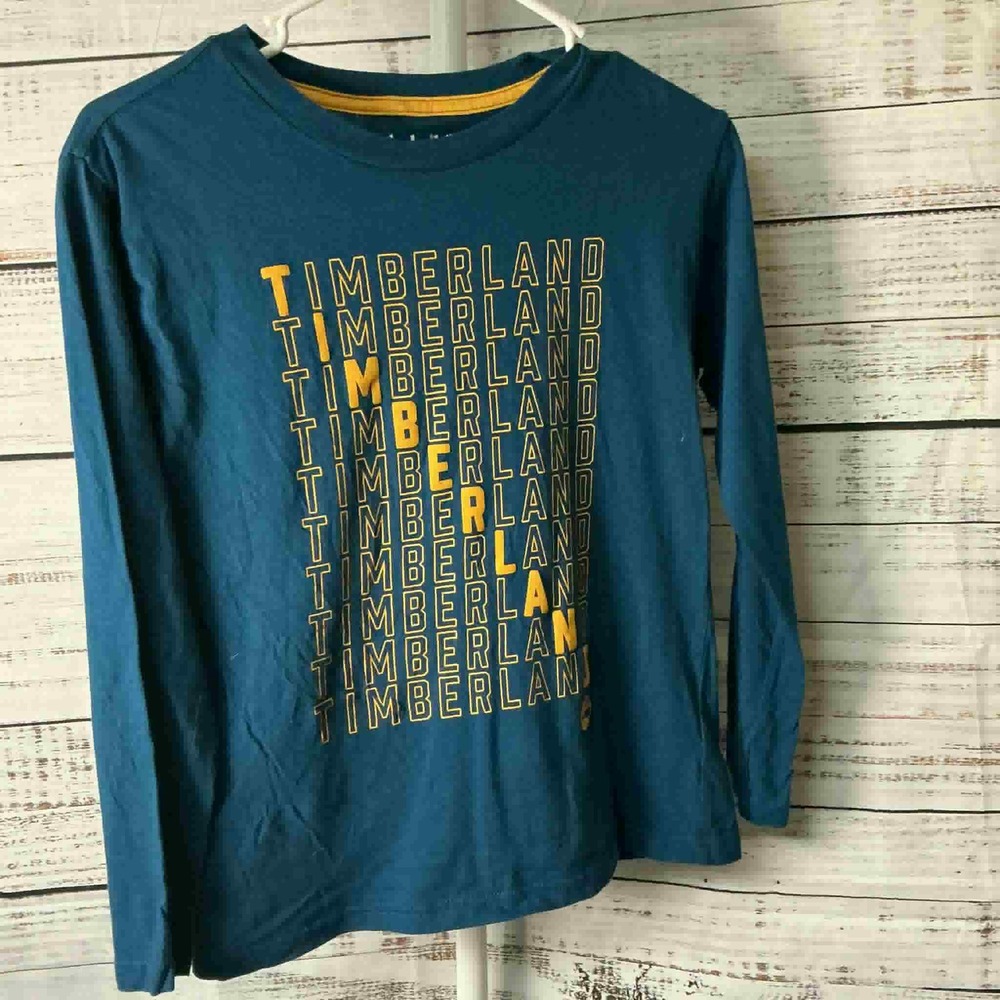Timberland Long Sleeve‎ Shirt Kids M Medium 10 12 Crafted Since 1973 Teal